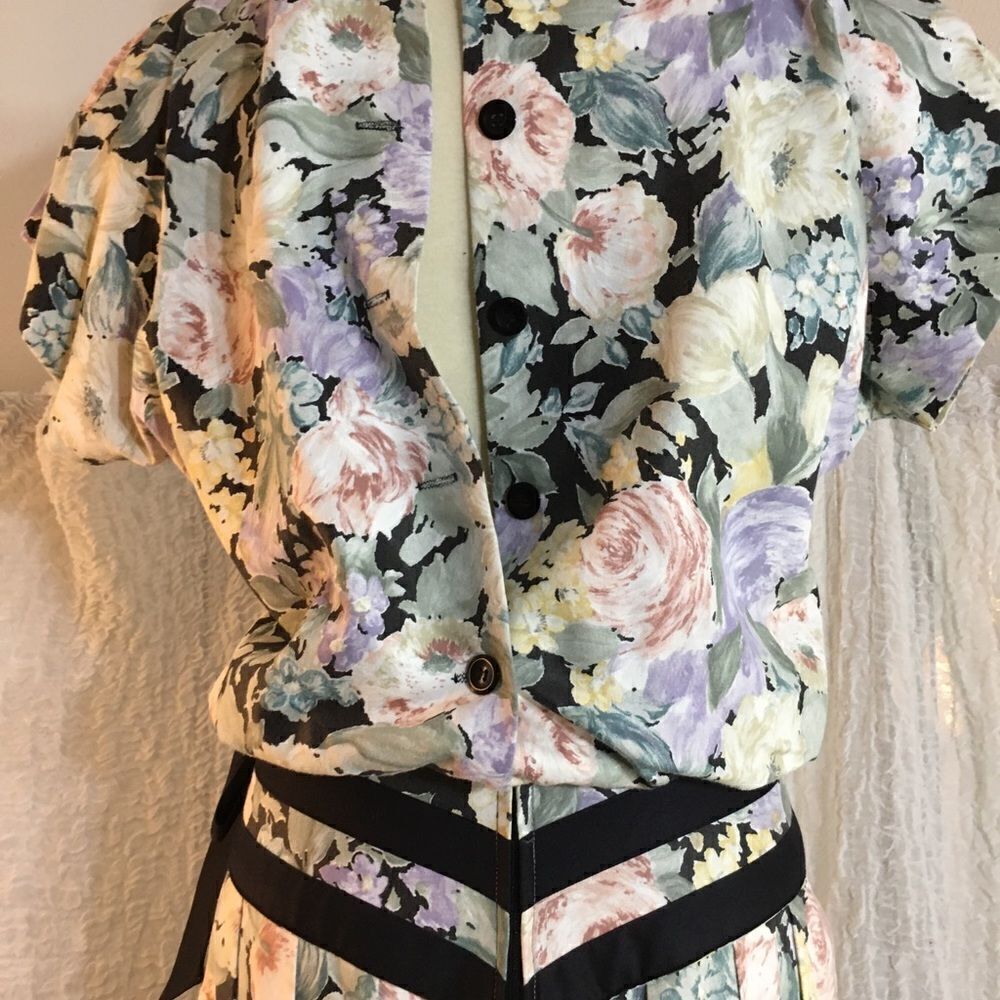 Joann Sparks for Daniel Barrett VTG Floral 80's Dress Size 12 - Picture 8 of 10